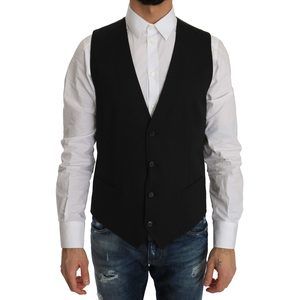 Dolce & Gabbana Gray Wool Dress Stretch Vest